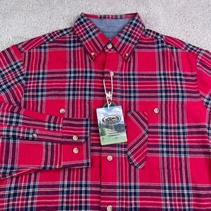 NEW Backpacker Shirt Mens Medium‎ Red Stuart Plaid Flannel Cotton Outdoor NWT